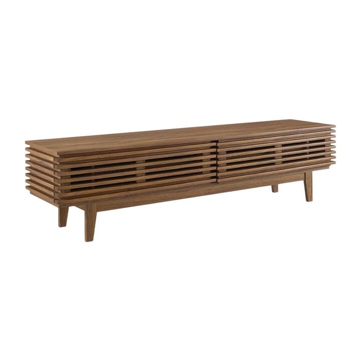 Brown wood TV stand with sleek design and sturdy construction