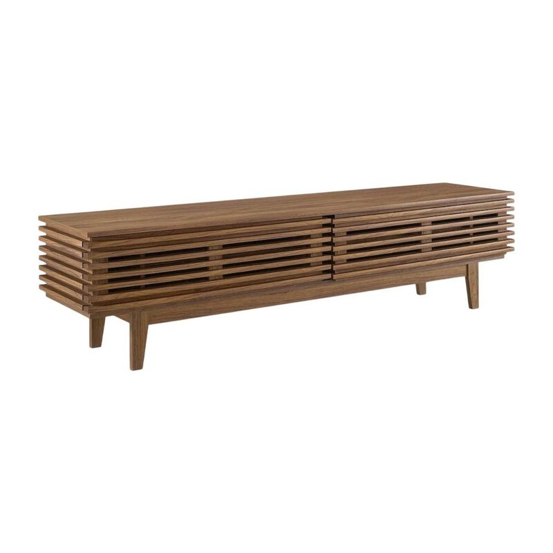 Brown wood TV stand with sleek design and sturdy construction image number 0
