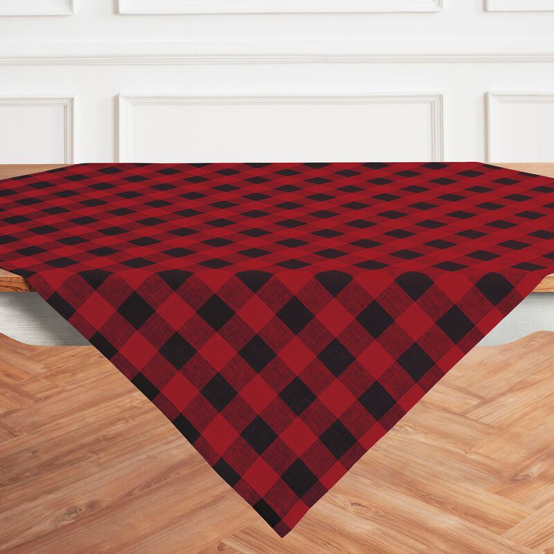 Solino Home Buffalo Check 100% Linen Table Throw &ndash; Handcrafted, Machine Washable, Perfect for Holiday and Everyday Dining