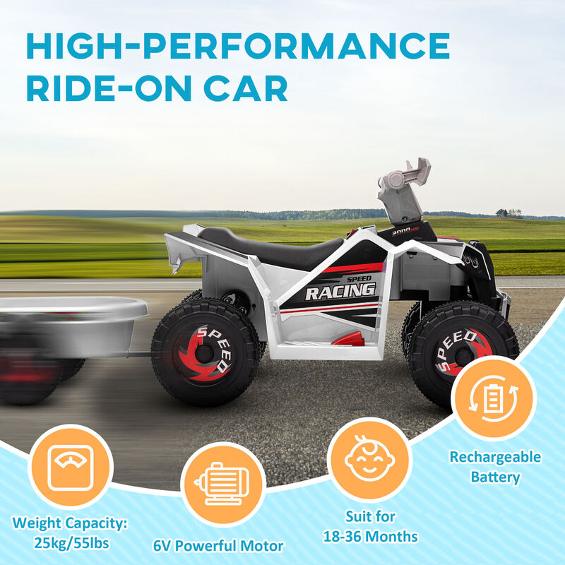 BreeBe 6V Electric Toy Car with Back Trailer, Forward Backward, Wear-Resistant Wheels image number 5