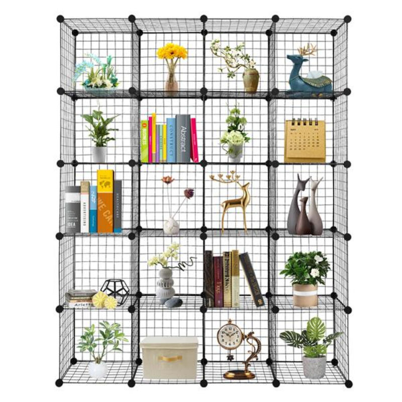 Freestanding 20-Cube Wire Storage Cabinet, Modular Shelving Unit for Closet & Home Organization