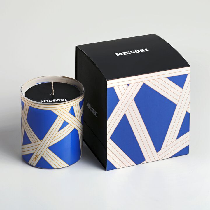 Scented Candle NASTRI BICOLORE Blue, diam. 3.3", H 3.5"