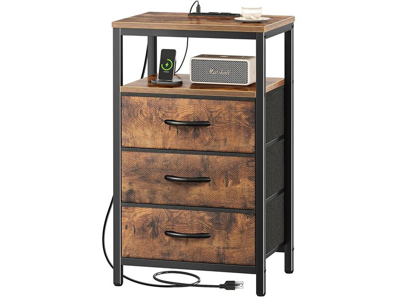 Huuger End Table Side Table with USB Ports and Outlets