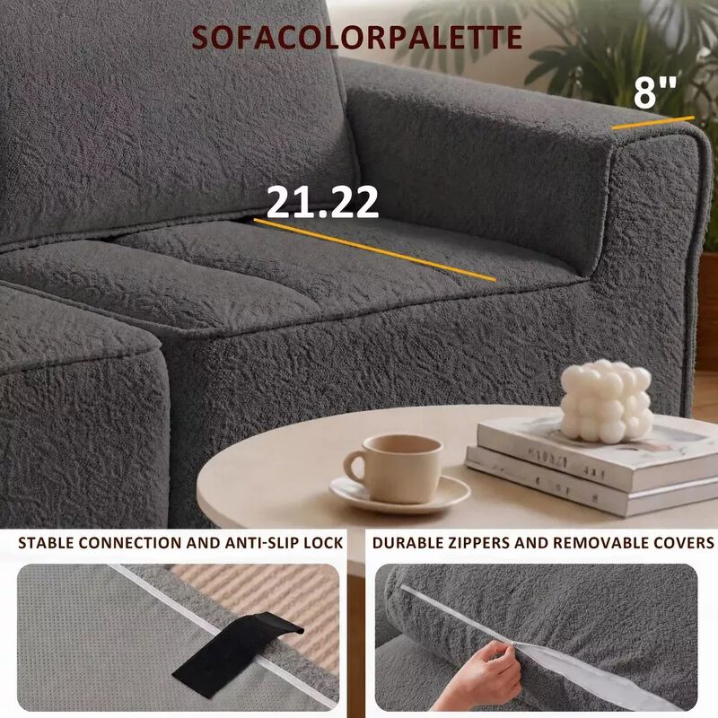 Vipbear 110.5" Cloud Modular Sectional Sofa, Convertible L Shaped Couch with Reversible Chaise image number 4