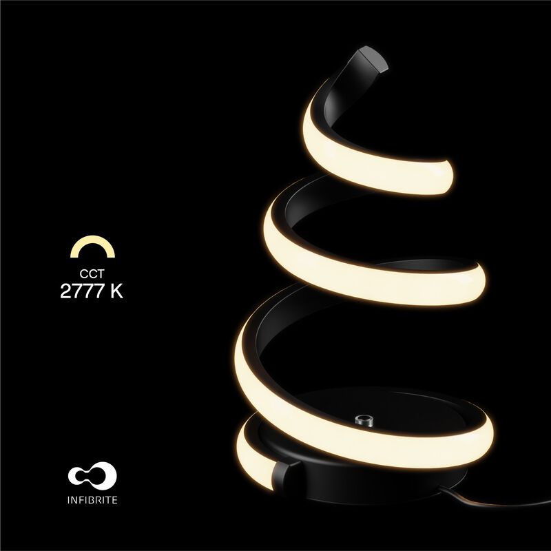 Spiral 12W LED Table Lamp 16 in. - 3000K Warm White - Touch Dimming in Matte Black