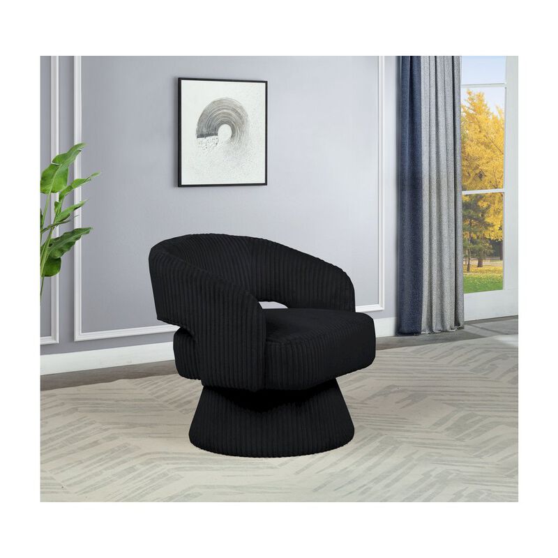 Best Quality Furniture Black Velvet Swivel Accent Barrel Chair