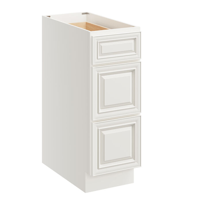 Compact 3-Drawer Base Cabinet, Soft-Close Undermount Slides for Kitchen or Bathroom Storage