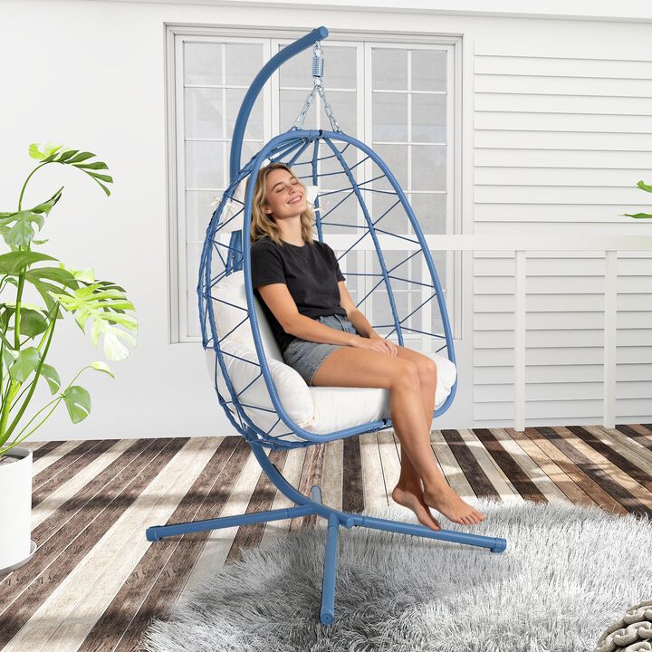 Hivvago Wicker Hanging Egg Chair with Stand