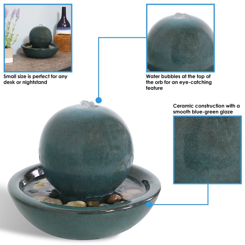 Sunnydaze Ceramic Indoor Water Fountain with Orb - 7 in image number 3