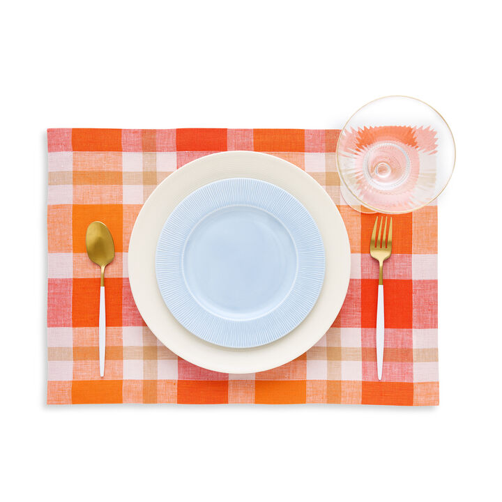 Solino Home 100% Pure Linen Placemats 14 x 19 Inch Set of 4 - Fall Buffalo Check