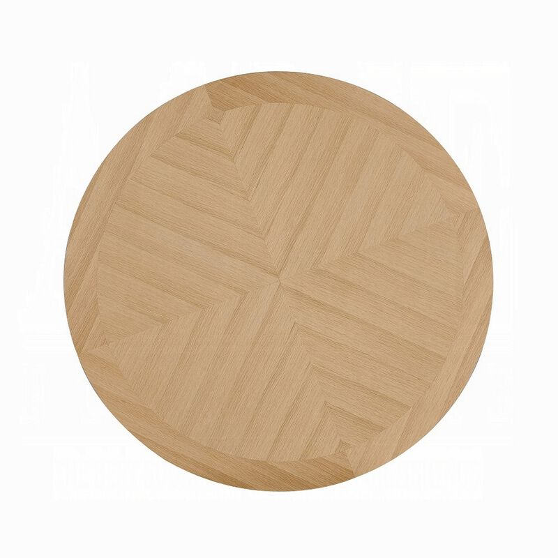 Semi Dining Table, 54 Inch Round Top, Cross Base, Oak Brown Finish