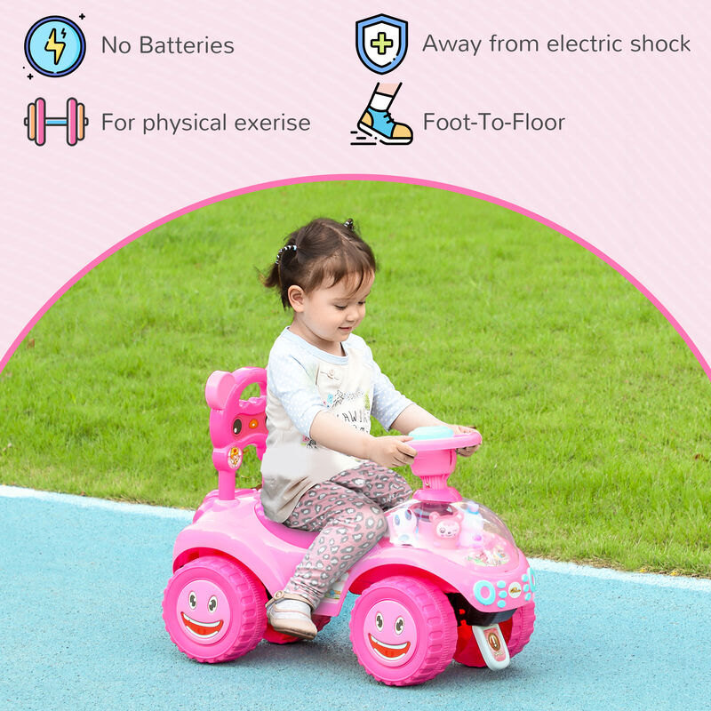 BreeBe Foot to Floor Toddler Push Car w/ Horn, Light, Music, Anti-Over-Backwards Device & Underseat Storage image number 6