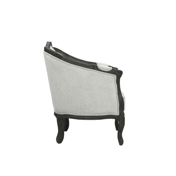 Samael Chair w/Pillow, Gray Linen & Dark Brown Finish LV