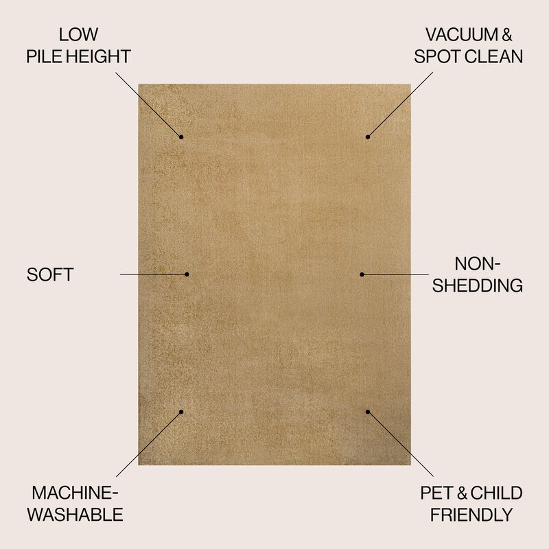 Twyla Classic Solid Low-Pile Machine-Washable Area Rug