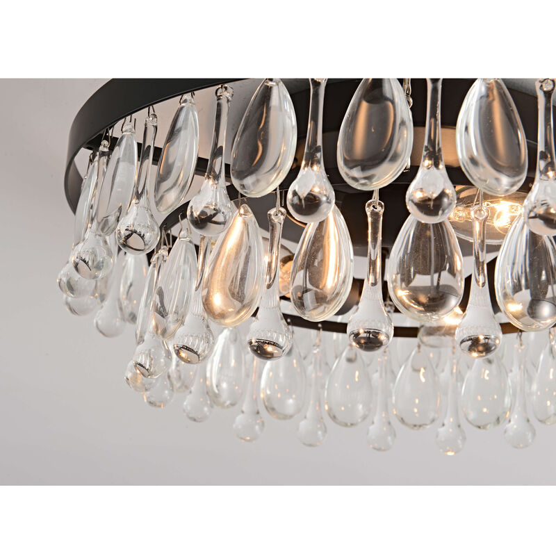 Eva Black 3-light Flush Mount with Crystal Glass Teardrops image number 6