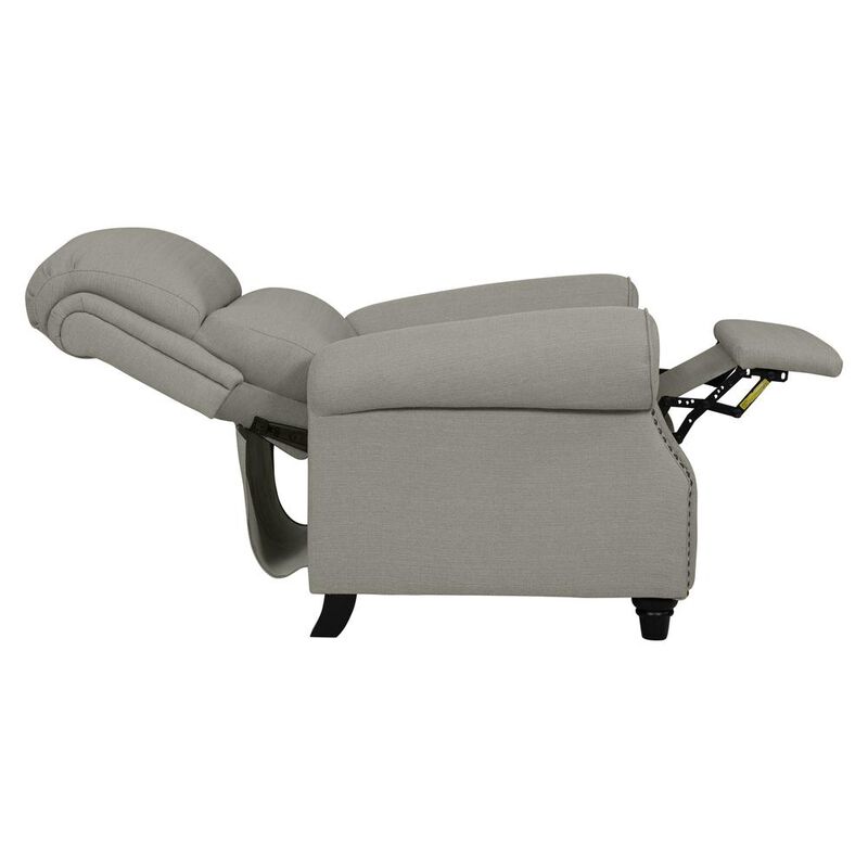 ProLounger Bustle-Back Pushback Recliner with Nailheads in Dove Grey Linen
