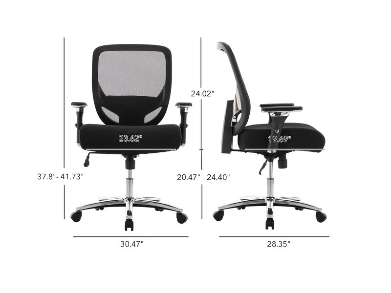 Ergonomic Mid-Back Mesh Office Chair, Computer Desk Chair With Wide Thick Seat, 4D Adjustable Arms