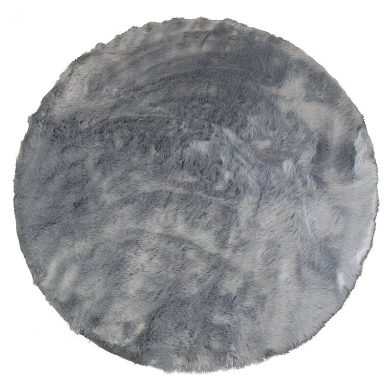 Glamour Home Aurora Gray Round Faux Fur Area Rug 5 Foot Wide