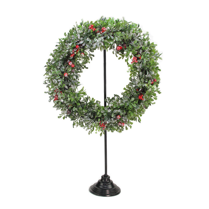 30" Black Metal Christmas Wreath Hanger Stand