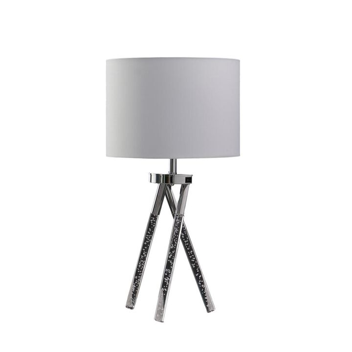 Hivvago 26" Silver and LED Acrylic Tripod Table Lamp With White Shade
