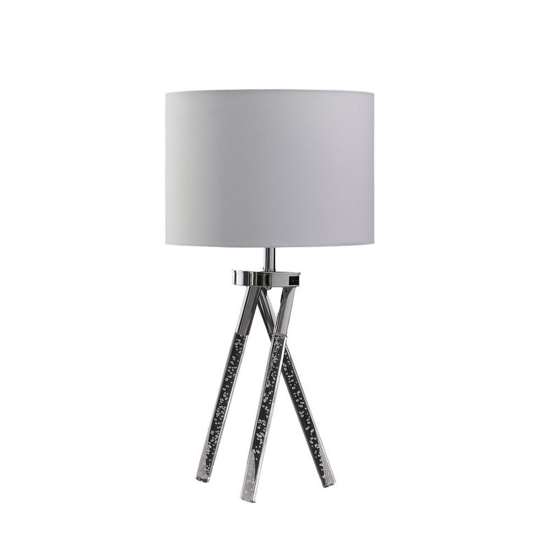 Hivvago 26" Silver and LED Acrylic Tripod Table Lamp With White Shade