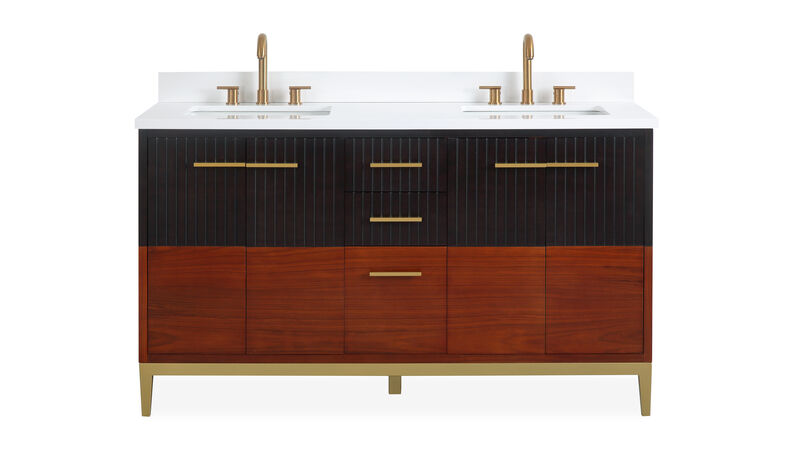 60 Inch Beatrice Mid-Century Trendy Modern Double Sink Bathroom Vanity