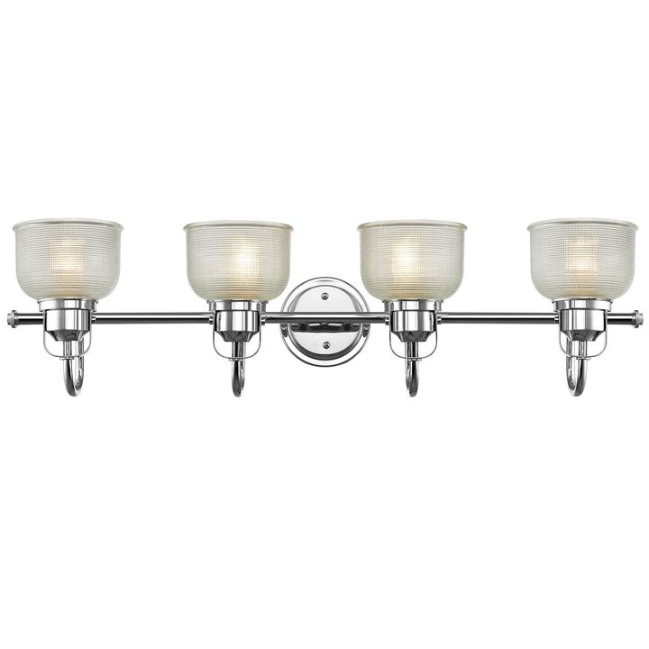 Chloe Lighting  Lucie IndustrialStyle 4 Light  Finish Bath Vanity Wall Fixture Clear Prismatic Glass  34 in.
