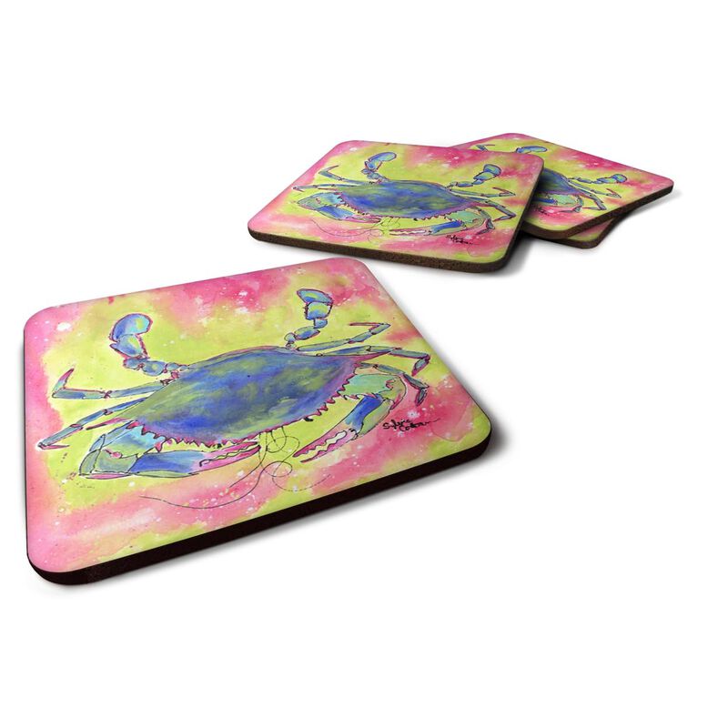 Caroline's Treasures 8343FC Crab Foam Coasters (Set of 4), 3.5 H x 3.5 W, Multicolor
