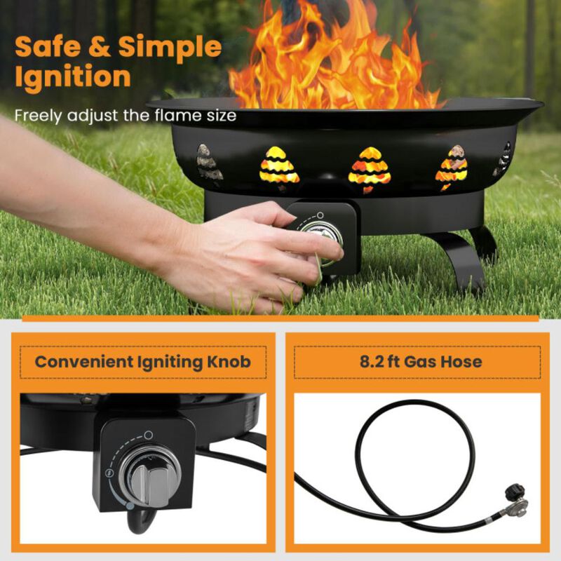 Hivvago 21 Inch Diameter Propane Gas Fire Pit Patio Portable Fire Bowl