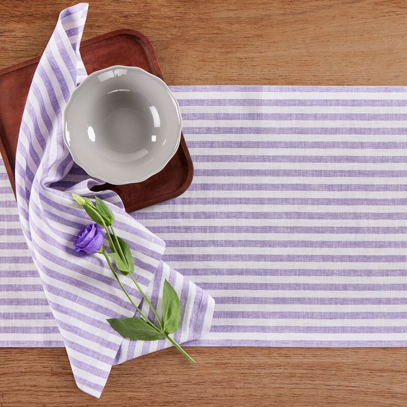 Solino Home Amalfi Stripe 100% Linen Table Runner &ndash; Handcrafted, Machine Washable, Perfect for Holiday and Everyday Dining