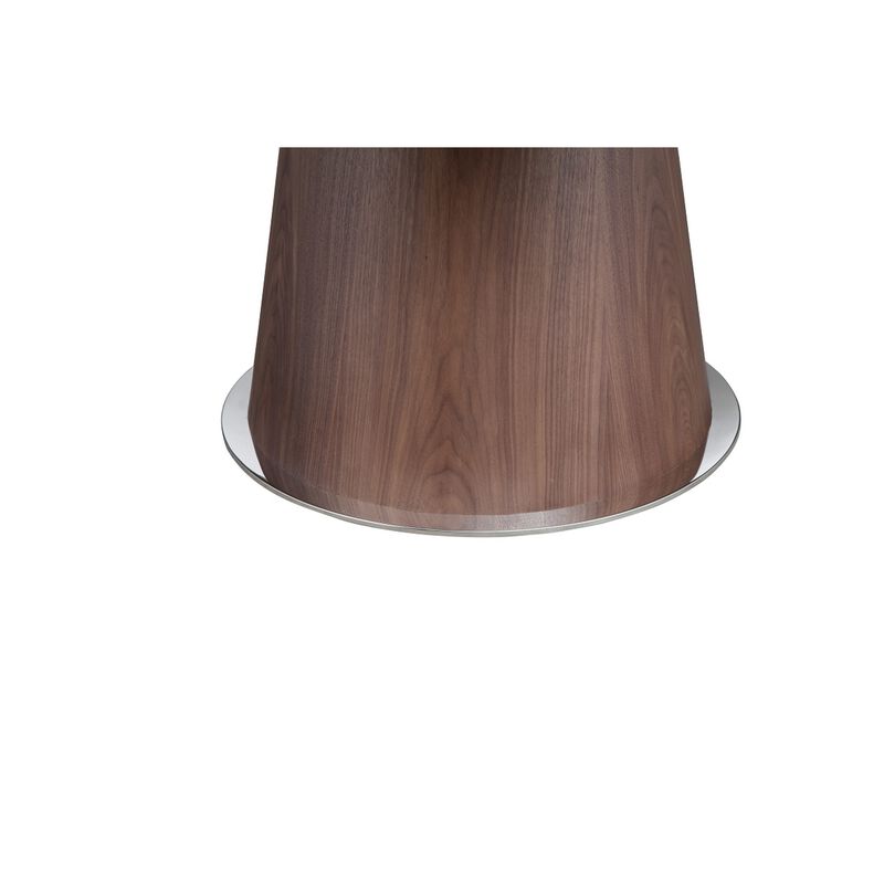 John 53 Inch Dining Table, Walnut Brown Round Wood Top, Padestal Base