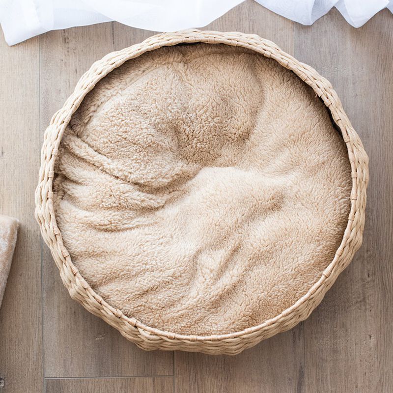 Petpals Paper Rope Wicker Design Round Cat Bed