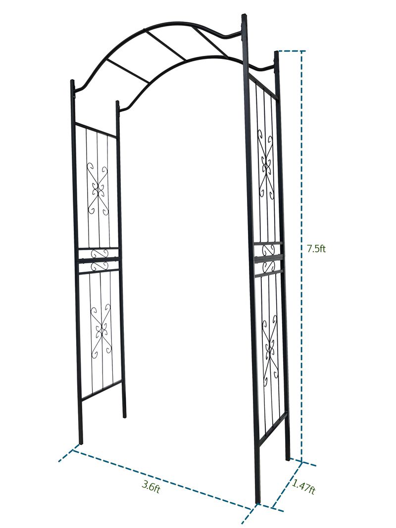 Metal Garden Arch Climbing Plants Support Arch Outdoor Black Garden Arbors image number 4