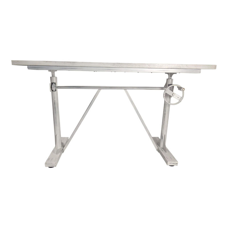 HomeRoots Adjustable Antiqued White Solid Wood and Iron Trestle Standing Desk image number 3