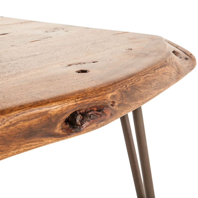 World Interiors Grandby Acacia Wood Live Edge Coffee Table in Walnut Finish image number 2