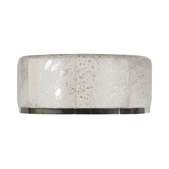 Safari Steel Cowhide Ottoman