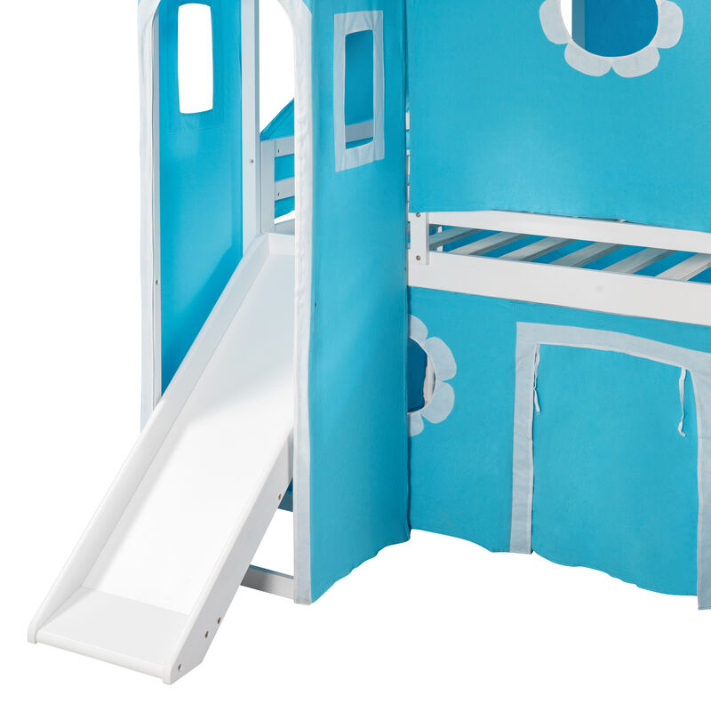Merax Castle Loft Bed with Slide and Tent