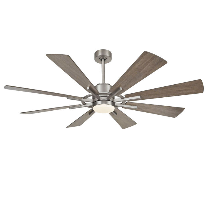 60" Windmill 8-Blade Ceiling Fan with LED Light, Remote Control, Reversible DC Motor