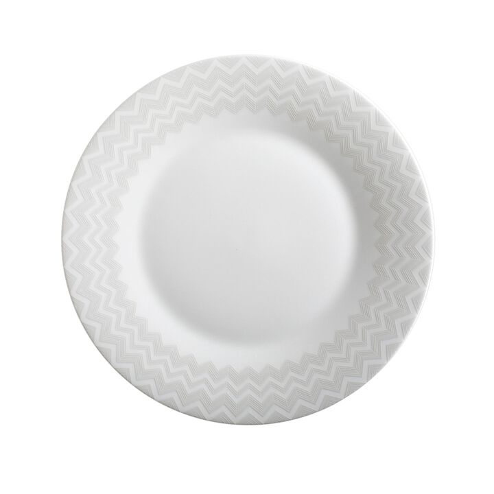 Dinner Plates ZIG ZAG WHITE Set of 2, diam. 10.83"