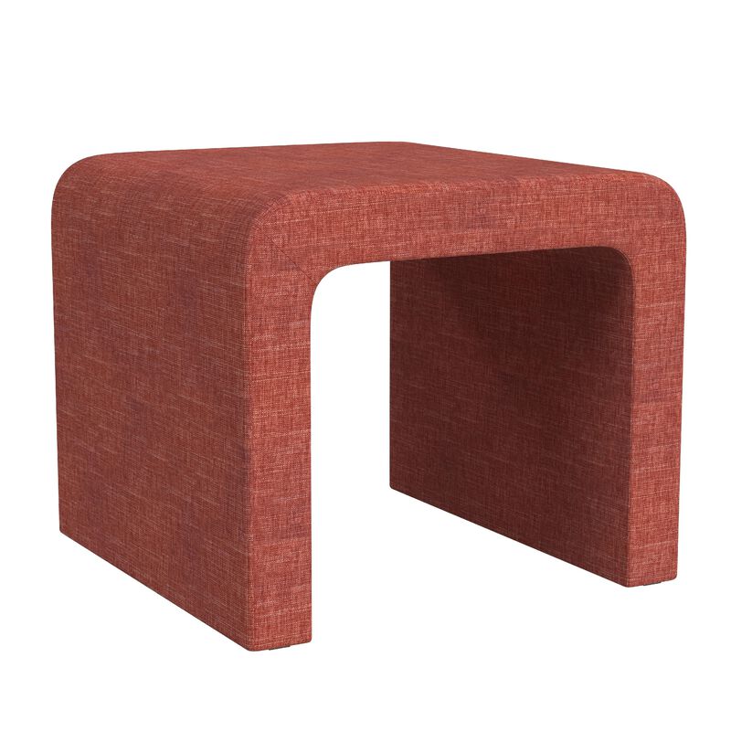 Ari Ottoman Footstool, Arc Shape with Rich Pink Chenille, 22 Inch