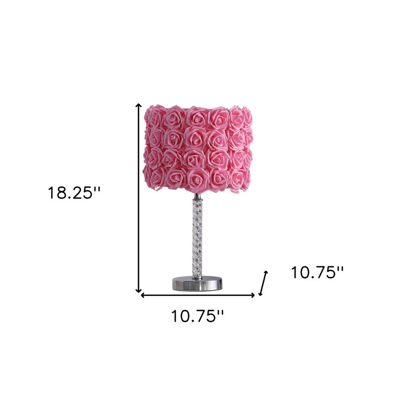 Hivvago 18” Pink Roses Acrylic And Metal Table Lamp