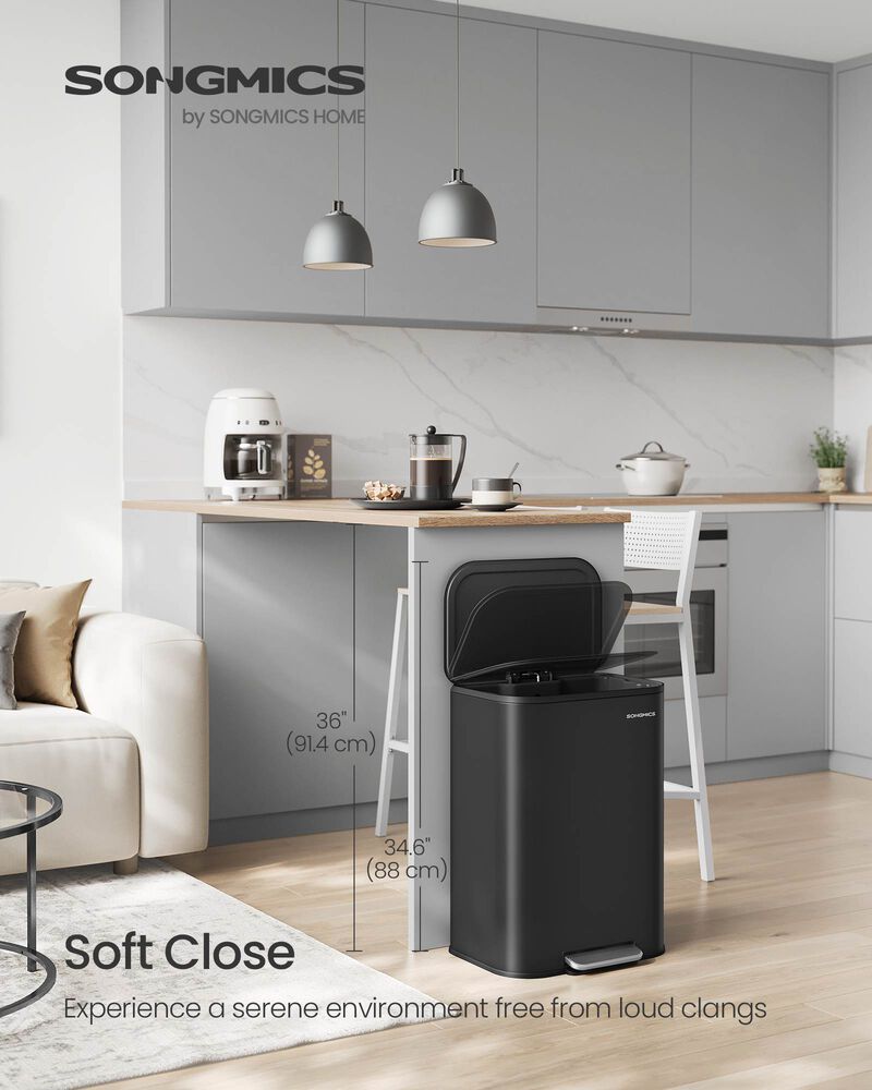 Kitchen Trash Can with Lid &ndash; 13-Gallon (50L) Waste Bin for Everyday Use in Home, Pantry, or Breakroom