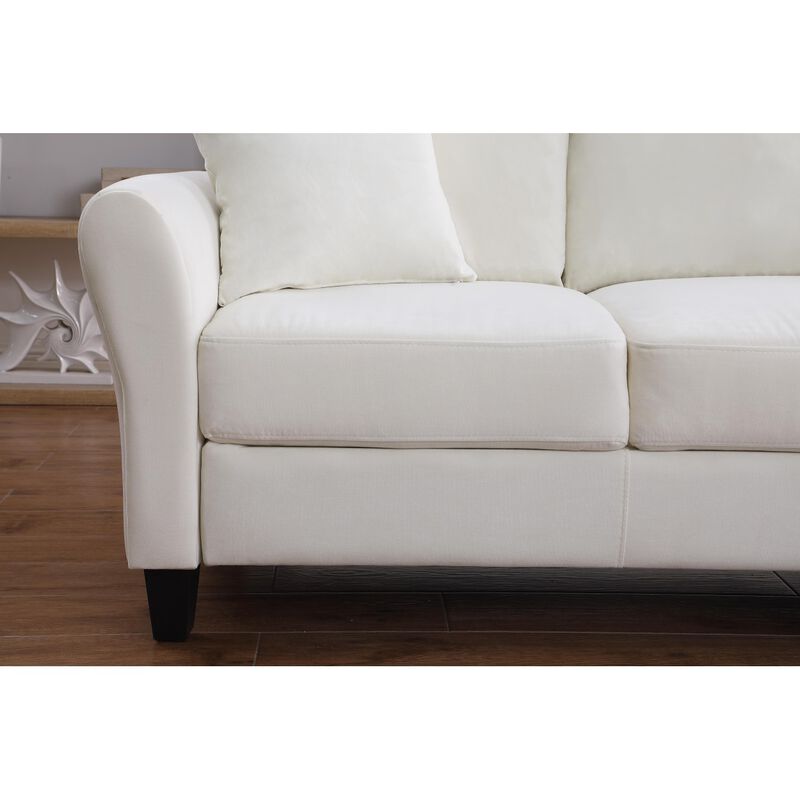 Modern Velvet Couch with 2 Pillow, 78 Inch Width Living Room Furniture, 3 Seater Sofa with Plastic Legs image number 4