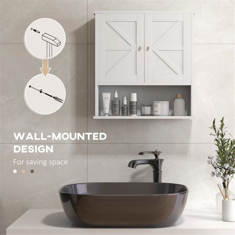 Wall Mounted Bathroom Cabinet with Doors for Storage and Organization