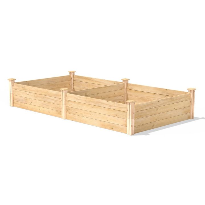QuikFurn 4 ft x 8 ft Cedar Wood Raised Garden Bed - Made in USA