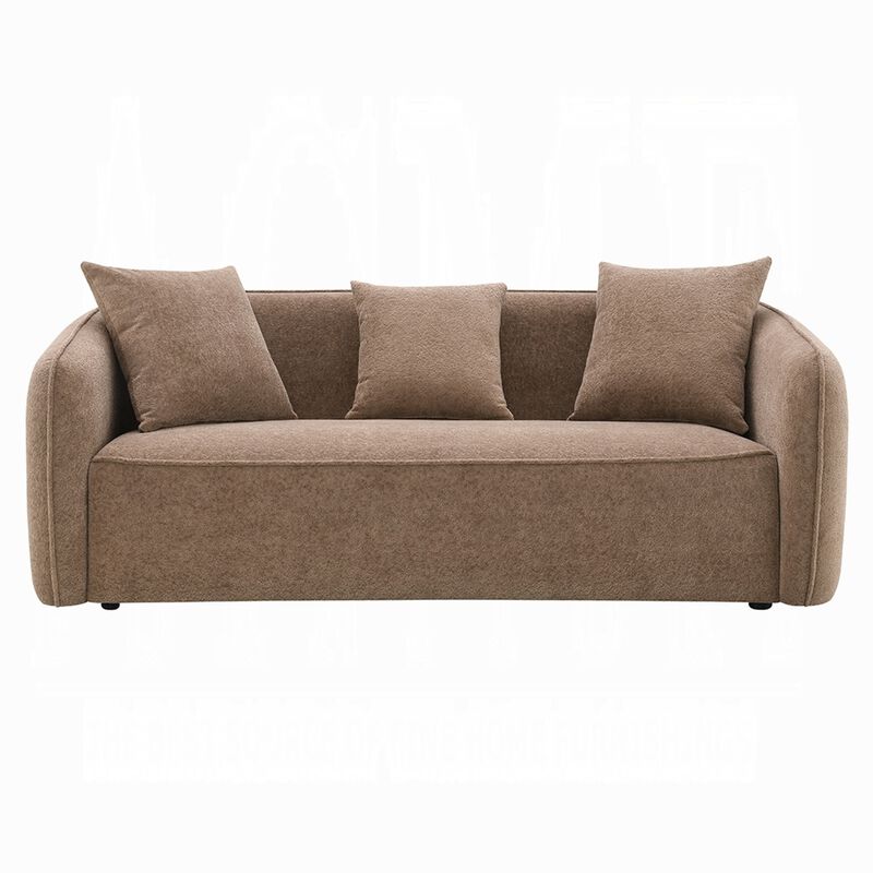 Keina Sofa, 3 Accent Pillows, Modern Soft Brown Chenille, 79 Inch image number 2