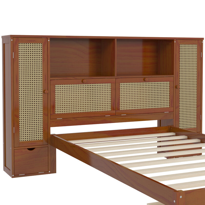 Merax Wooden Platform Bed with Storage Headboard