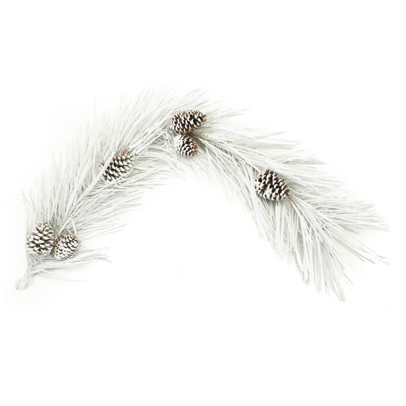 Christmas Flocked Pine Garland – Long Needle Artificial Greenery with Snow Finish for Holiday Indoor Decoration