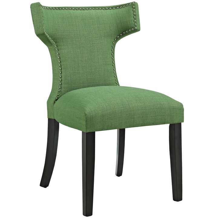 Modway Curve Mid-Century Modern Upholstered Fabric with Nailhead Trim in Kelly Green, One Chair