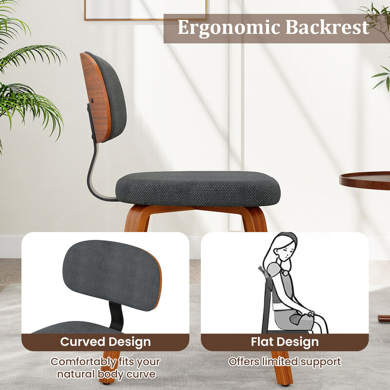 Set of 4 Chenille Upholstered Wooden Dining Chairs for Kitchen and Dining Room image number 4